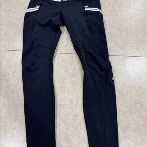 Lululemon Black Athletic Running leggings with White Accents